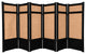 4' Tall Low Jute Shoji Screen, 6 Panel, Black