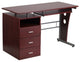 Mahogany Desk With Three Drawer Pedestal and Pull-Out Keyboard Tray