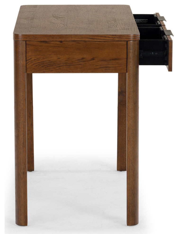 Safavieh Couture Gabrietta 2 Drawer Wood Desk, Medium Oak/Black