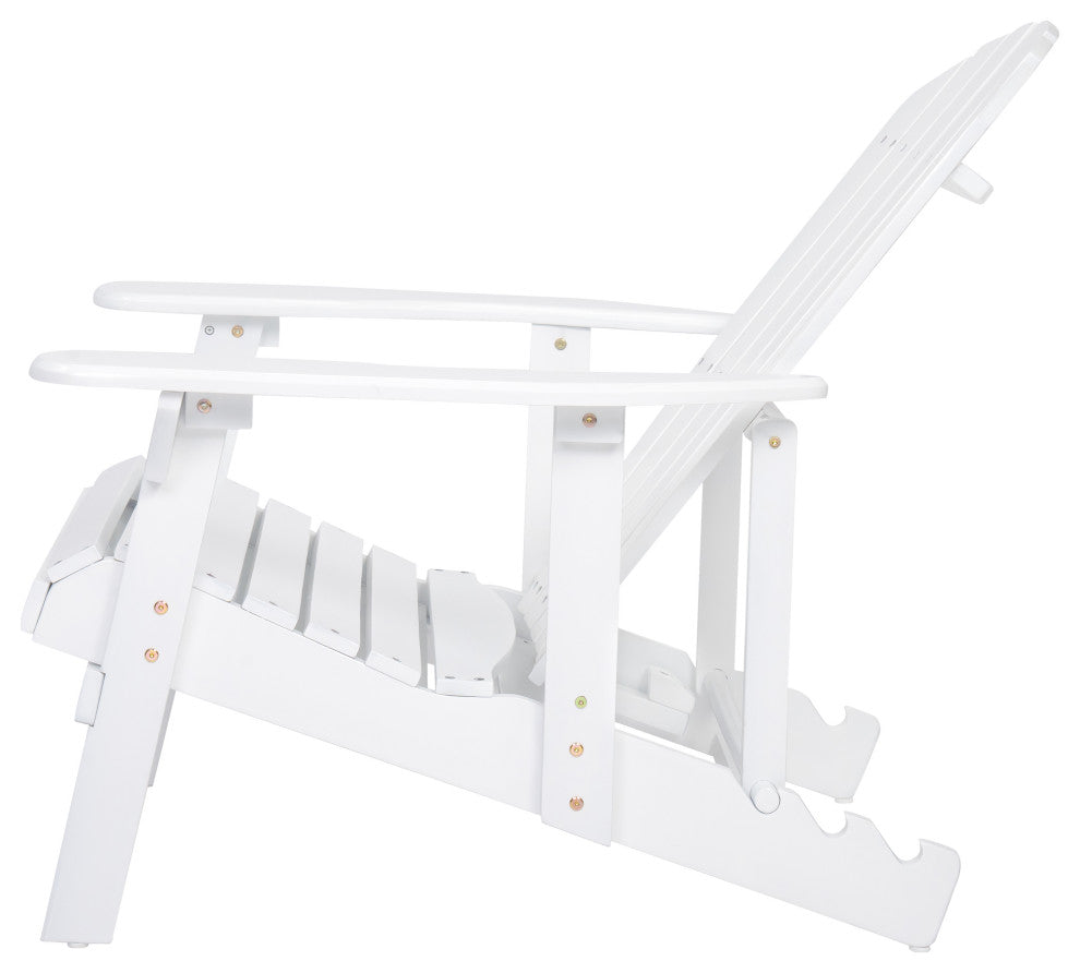 GDF Studio Katherine Outdoor Reclining Wood Adirondack Chairs, Set of 2, White