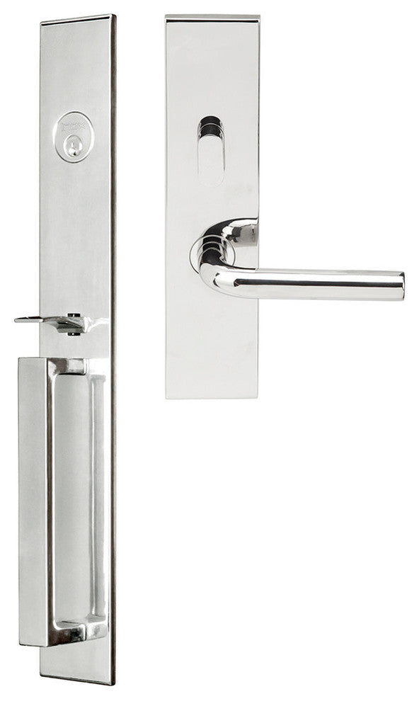 Cologne Lever, Mortise Entry Handleset, RHR, Polished Stainless Steel