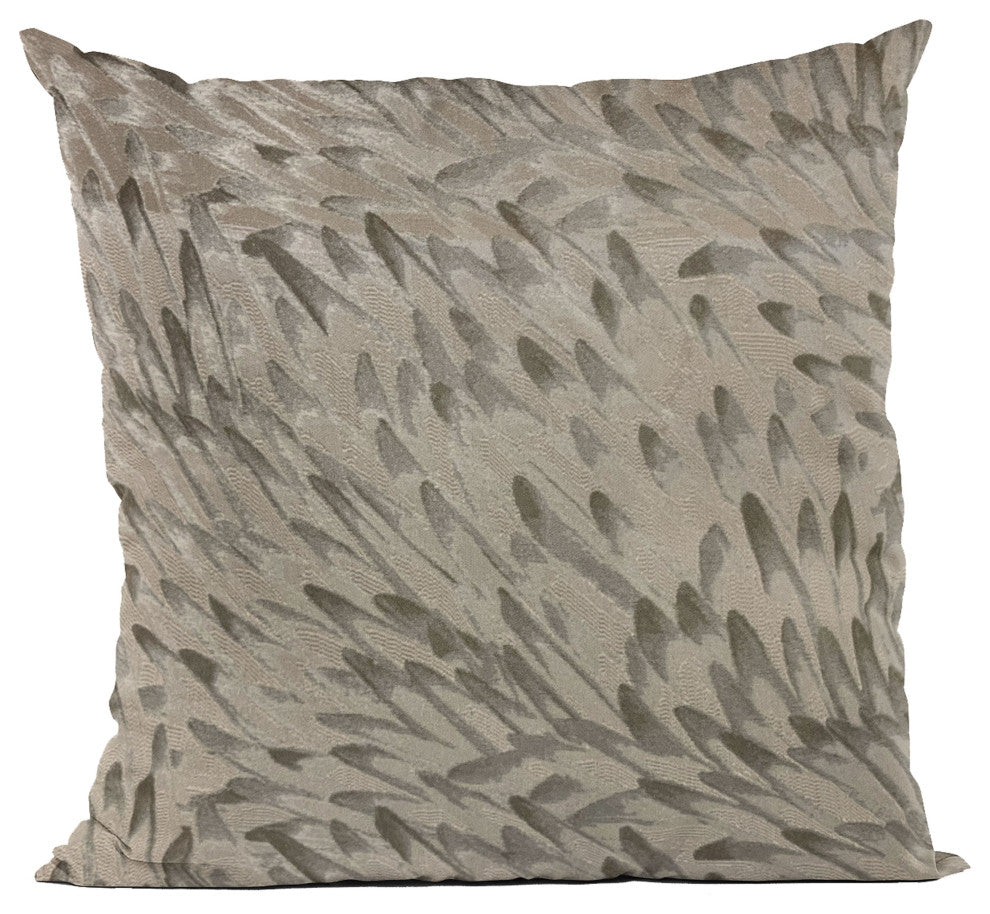 Plutus Brown Bird Feather Animal Luxury Throw Pillow, 18"x18"