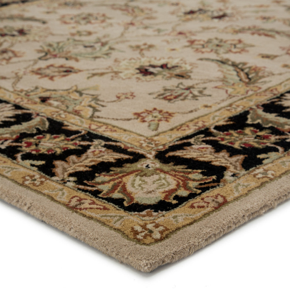 Jaipur Living Selene Handmade Floral Beige/Black Area Rug, 8'x10' Oval