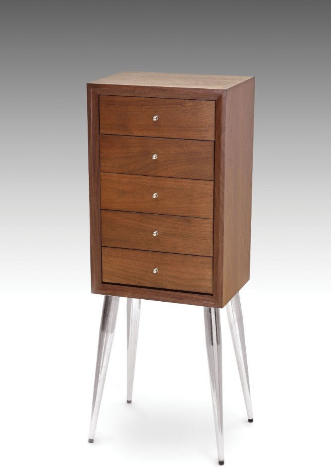 Metal and Wood Jewelry Armoire, Dark Brown