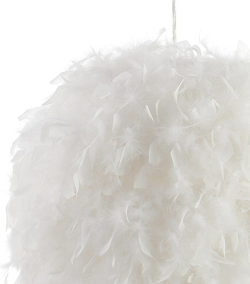 Stork 19" Feather Metal Adjustable Led Pendant, White