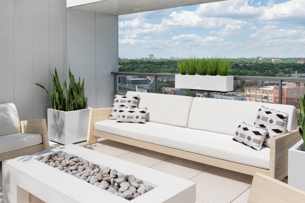 Block Series Trough 36" Planter With Bracket, White, 9"h X 9"w X 36"l, 1 Pack