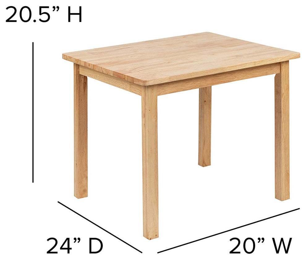 Kids Solid Hardwood Table and Chair Set - 3 Piece Set, Natural