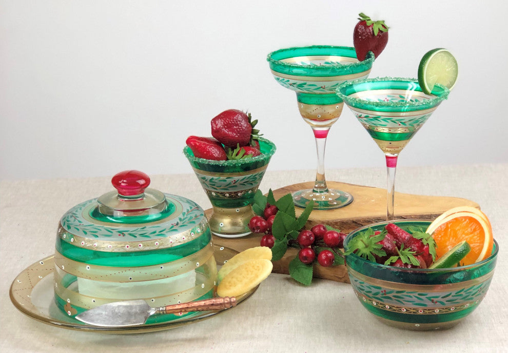 Christmas Garland Martini Glasses, Set of 2