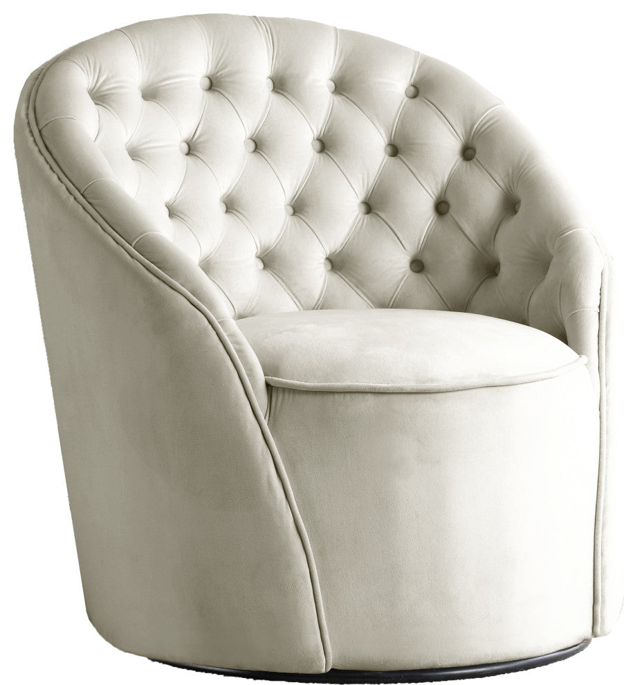 Alessio Velvet Upholstered Accent Chair, Cream