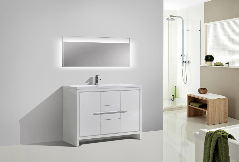 Alma-Allier Freestanding Vanity With Integrated Sink, White, 48"