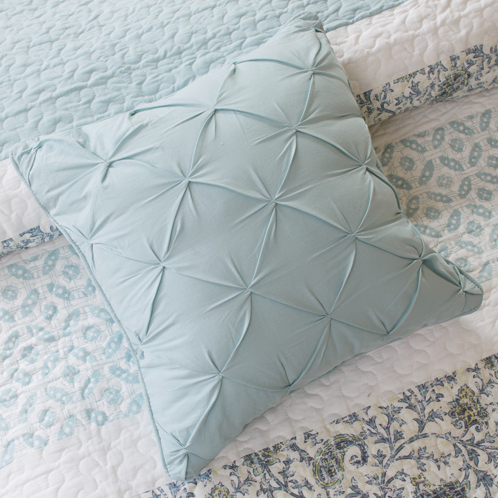 Madison Park Percale Printed 6-Piece Coverlet Set, Aqua, Full/Queen