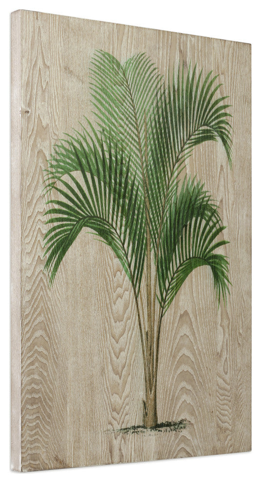 Coastal Palm Fine Giclee Printed on Hand Finished Ash Wood Wall Art, Diptych Set