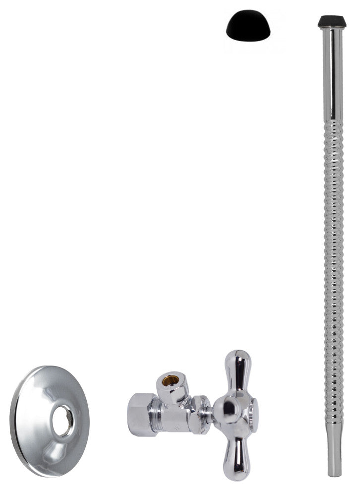 Supply Kit - 5/8" Od X 3/8" Od X 12" Corrugated In Polished Chrome, Polished Chrome