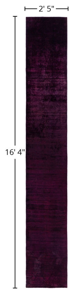 Overdyed One-of-a-Kind Hand-Knotted Area Rug Purple, 2' 5" x 16' 4"