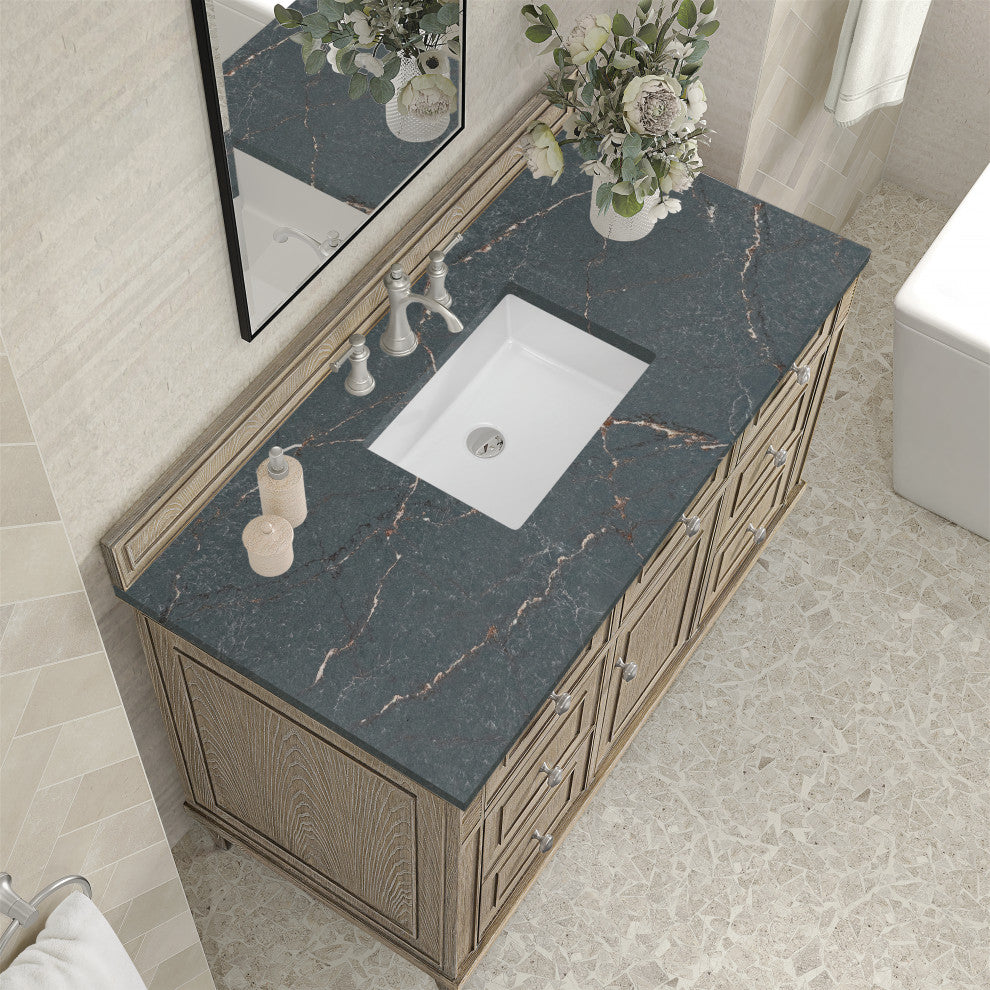 Lorelai 48" Single Vanity, Oak, 3 CM Parisien Bleu Top