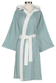 Knee Length Striped Jersey Knit Robe, White / Teal