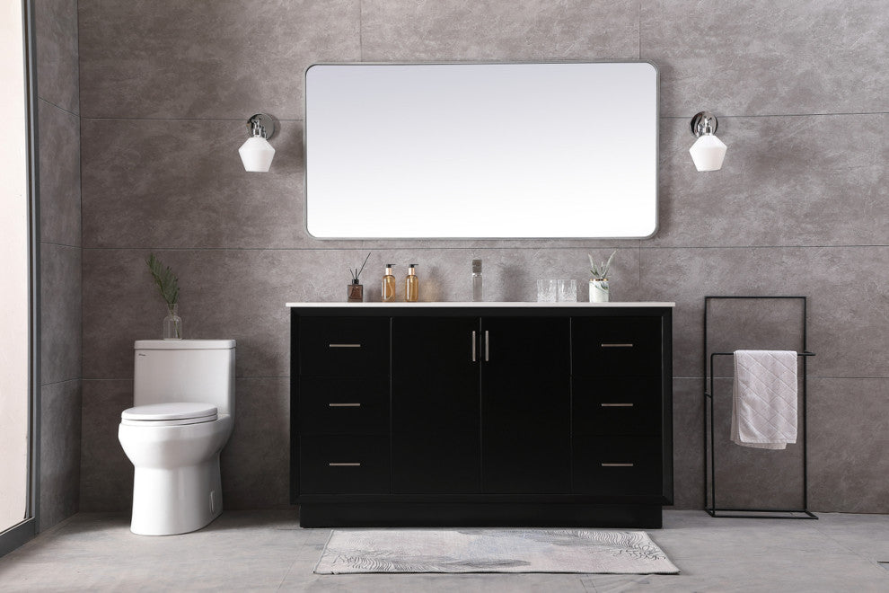 60" SIngle Bathroom Vanity, Black