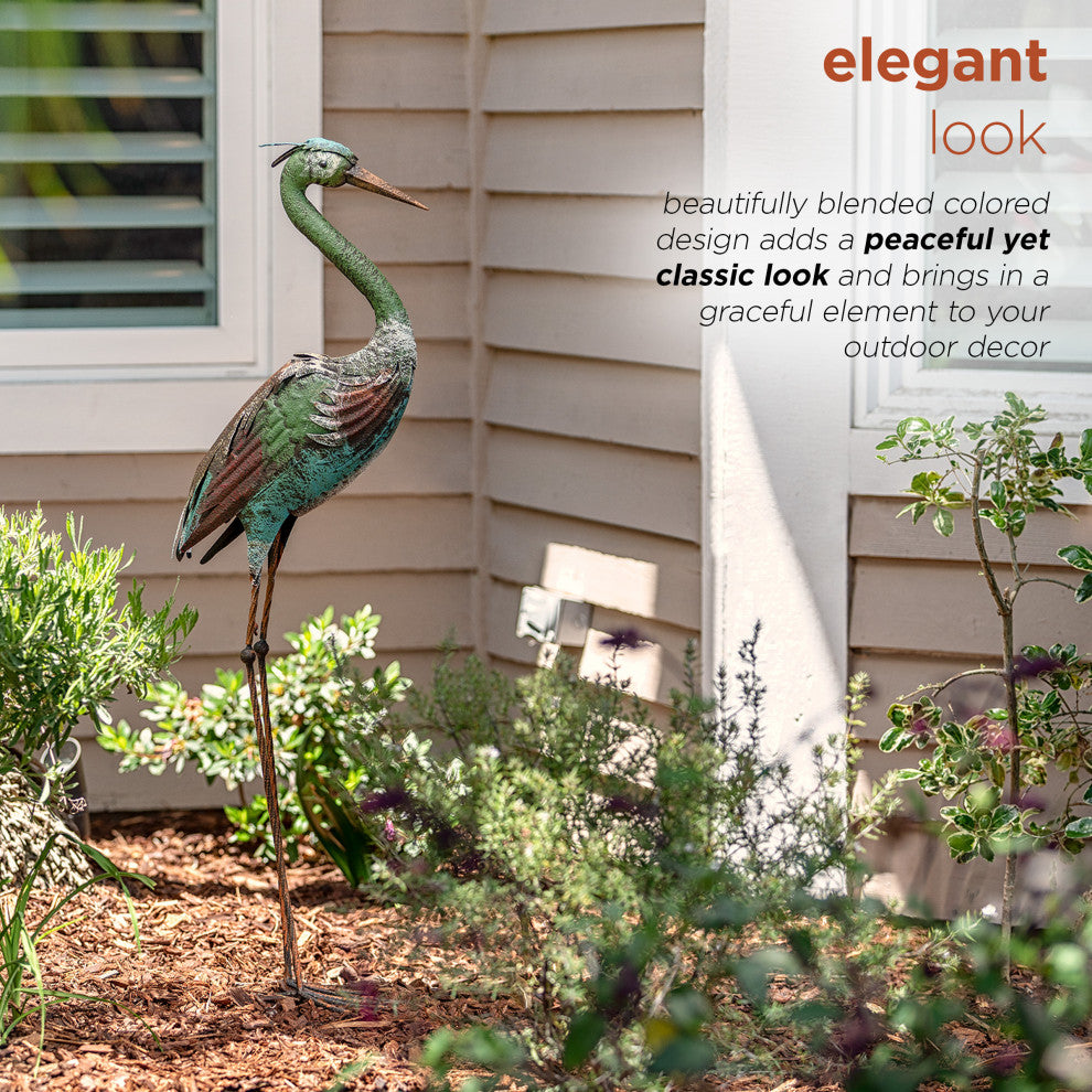 Alpine Crane Stake Statue, 40" Tall