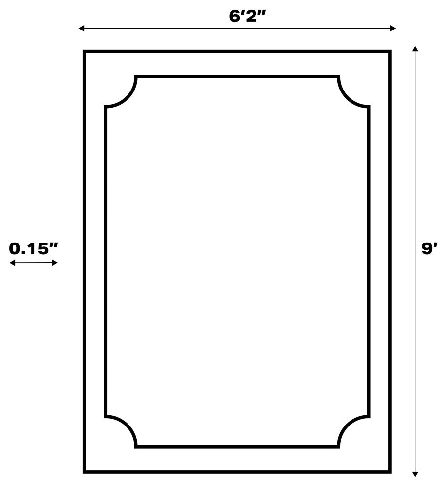 Miles Modern Minimalist Radius Corner Solid Indoor/Outdoor Shaped Area Rug