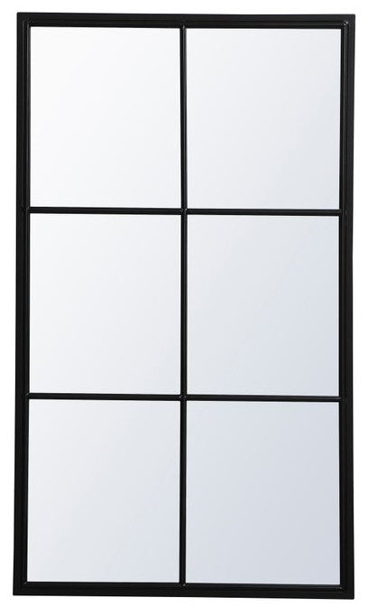 Elegant MR642848BK Metal Windowpane Mirror 28"X48", Black