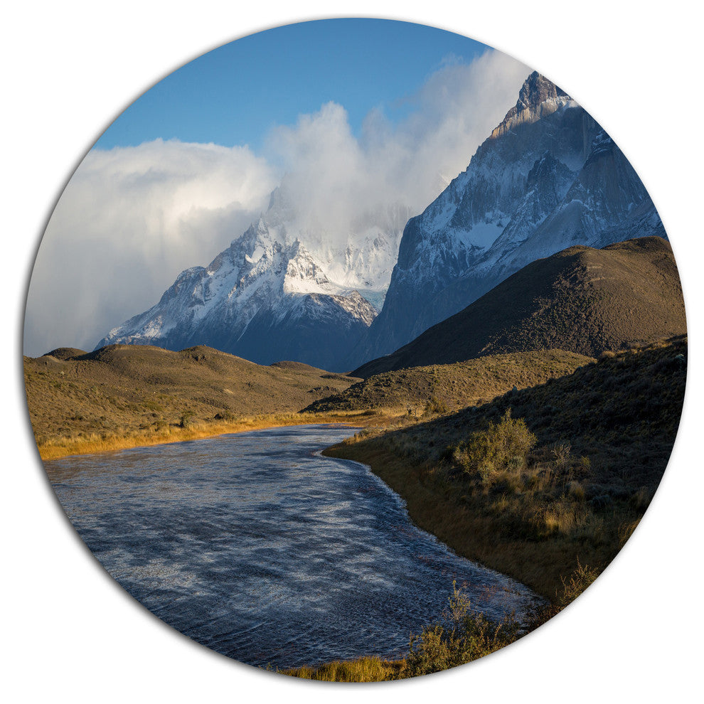 Beautiful View Of Torres Del Paine, Beach Round Wall Art, 11"