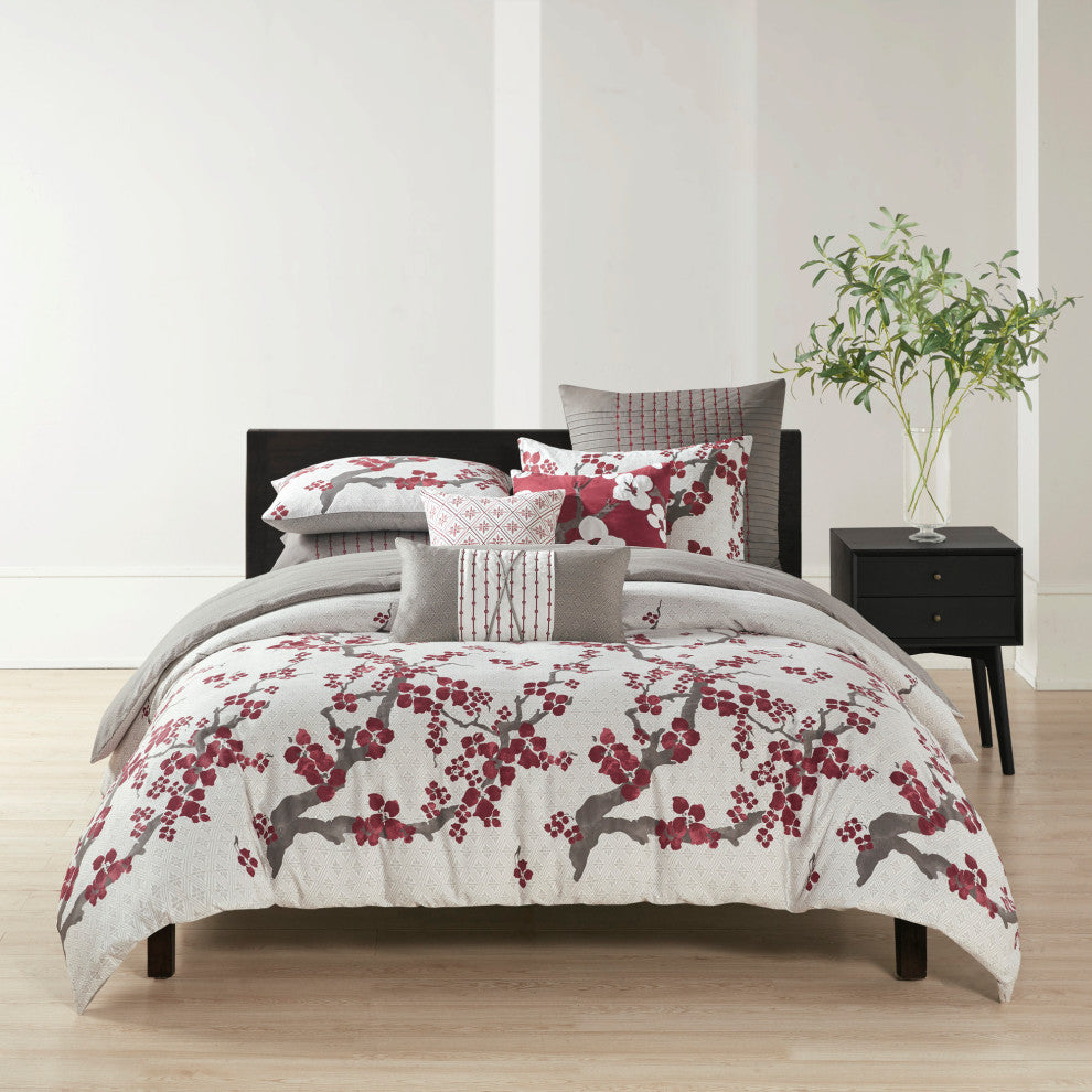 N Natori Cherry Blossom Duvet Cover Mini Set, Queen