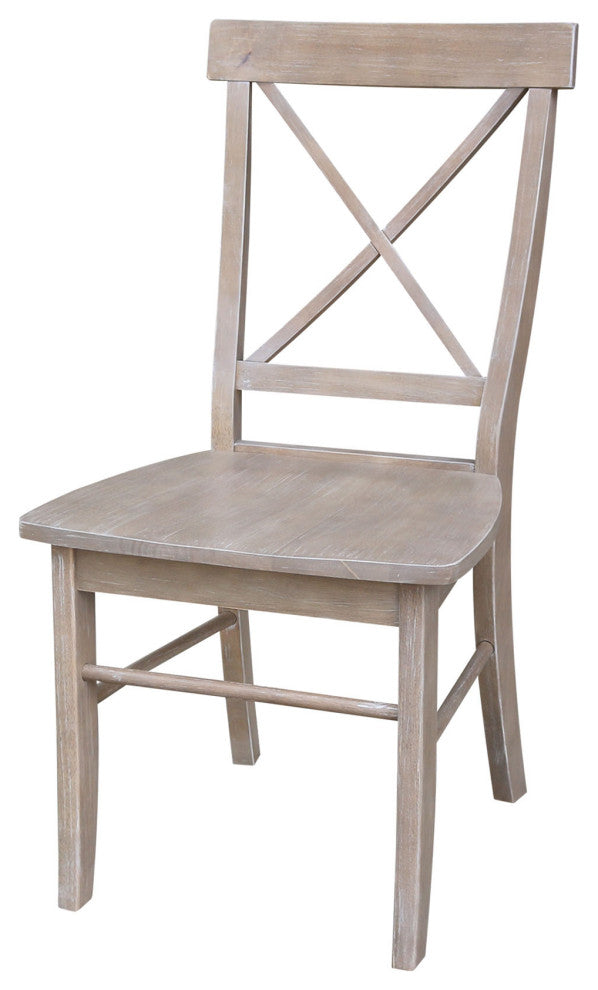 Set of Two X-Back Chairs, Washed Gray Taupe