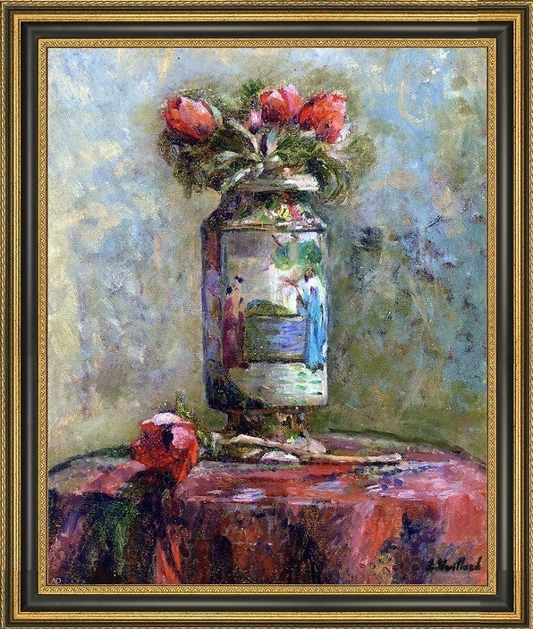 Edouard Vuillard Anemones in a Chinese Vase Framed Premium Canvas Print, 16"x20"