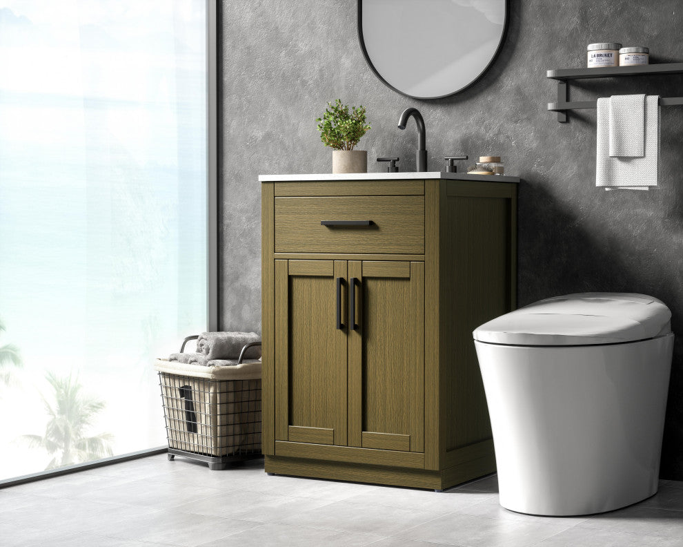 Home Living 24" Single Bathroom Vanity, Chestnut Brown