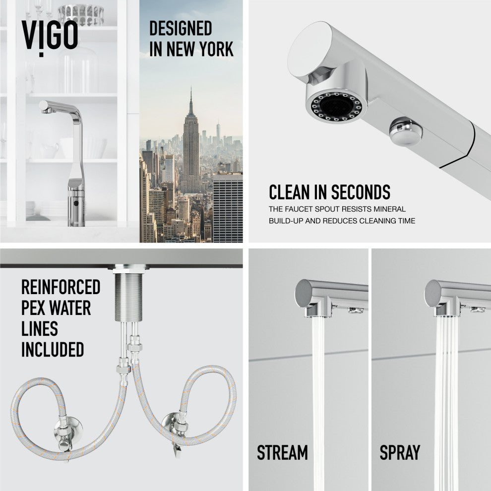 VIGO Jewel 15" H Touchless Pull-Out Sprayer Kitchen Faucet, Chrome