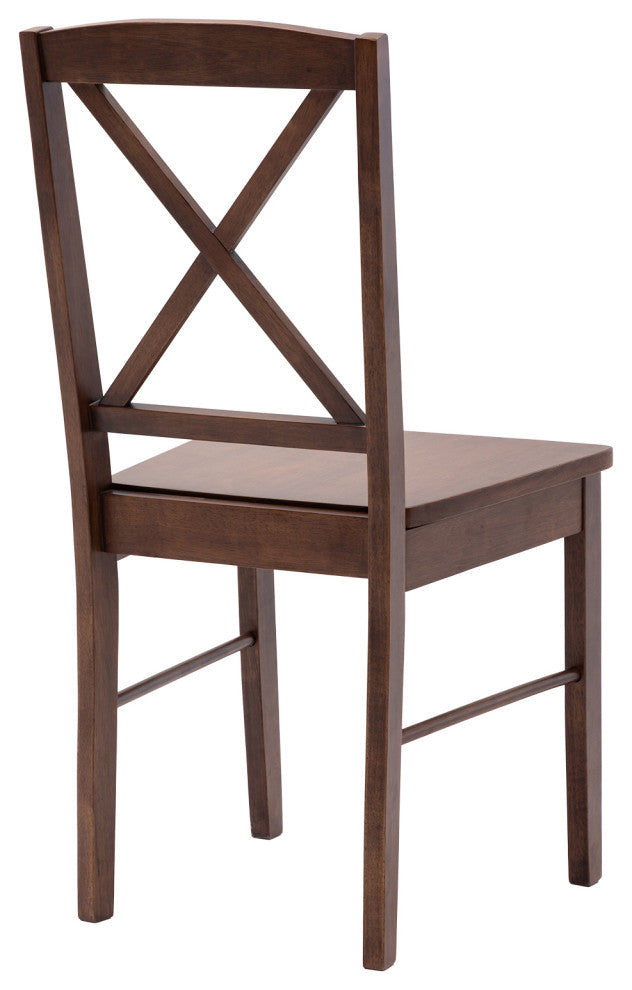 Set of 2 Cross Back Wood Chairs, All Johan Walnut