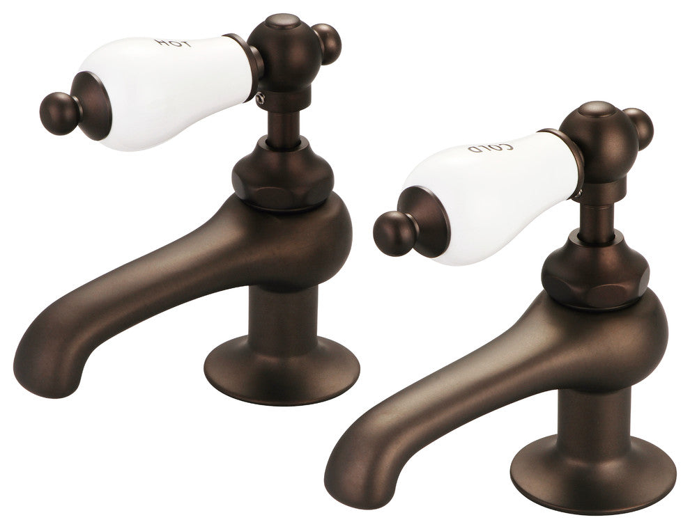 Vintage Classic Basin Lavatory Faucet, Oil Rubbed Bronze, "Hot" and "Cold" Lever