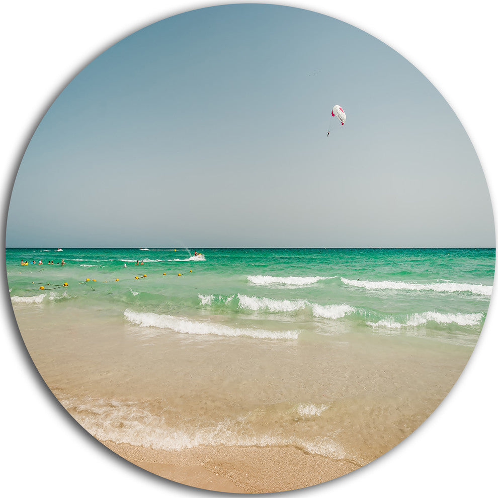 Parasailing In Summer In Africa, Seashore Disc Metal Wall Art, 23"
