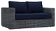 Summon Outdoor Patio Sunbrella, Loveseat, Canvas Navy