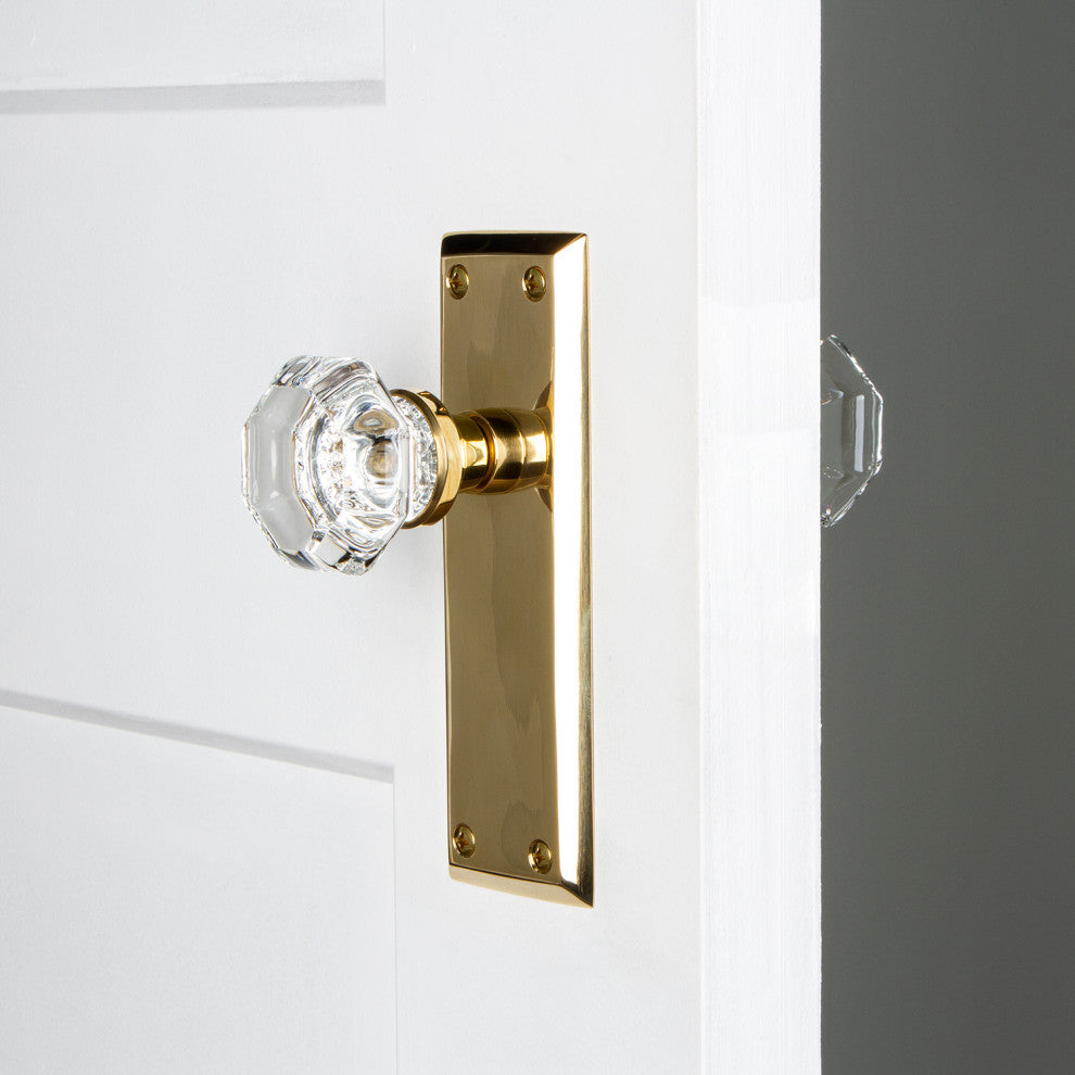 Double New York Plate With Waldorf Knob, Unlacquered Brass
