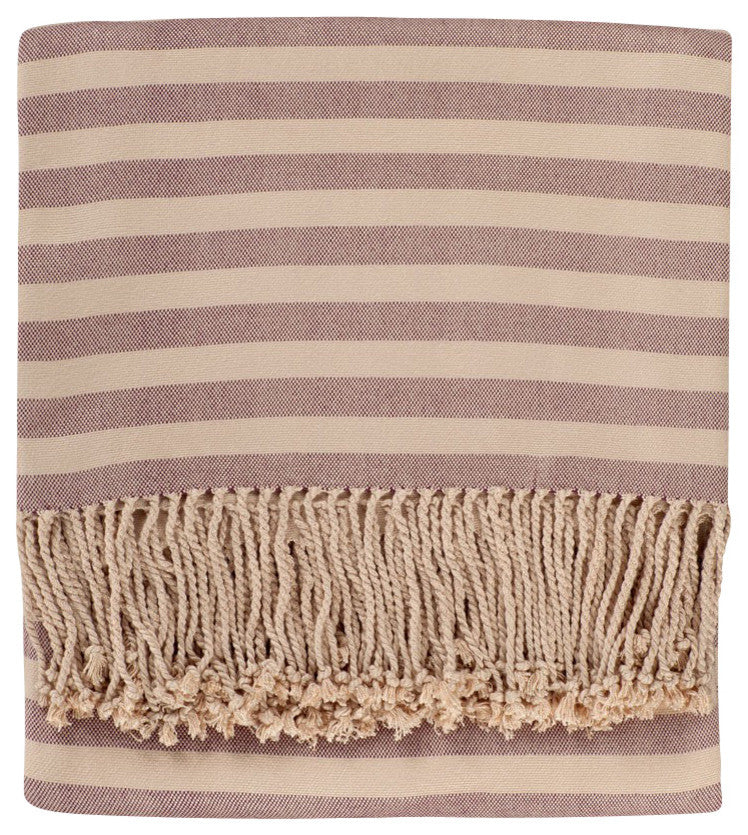 Striped Bamboo Viscose Throw, Plum