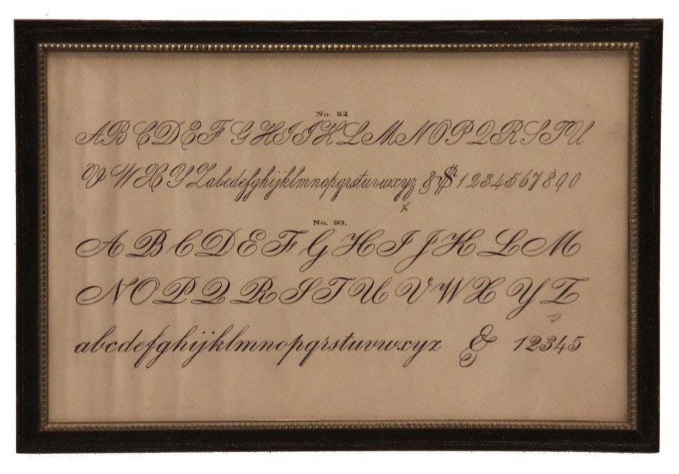 Antique Alphabet # 92, Black Frame With Silver Bead