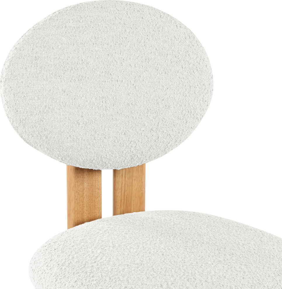Napa Boucle Fabric Dining Chair, Set of 2, Cream, Natural Finish