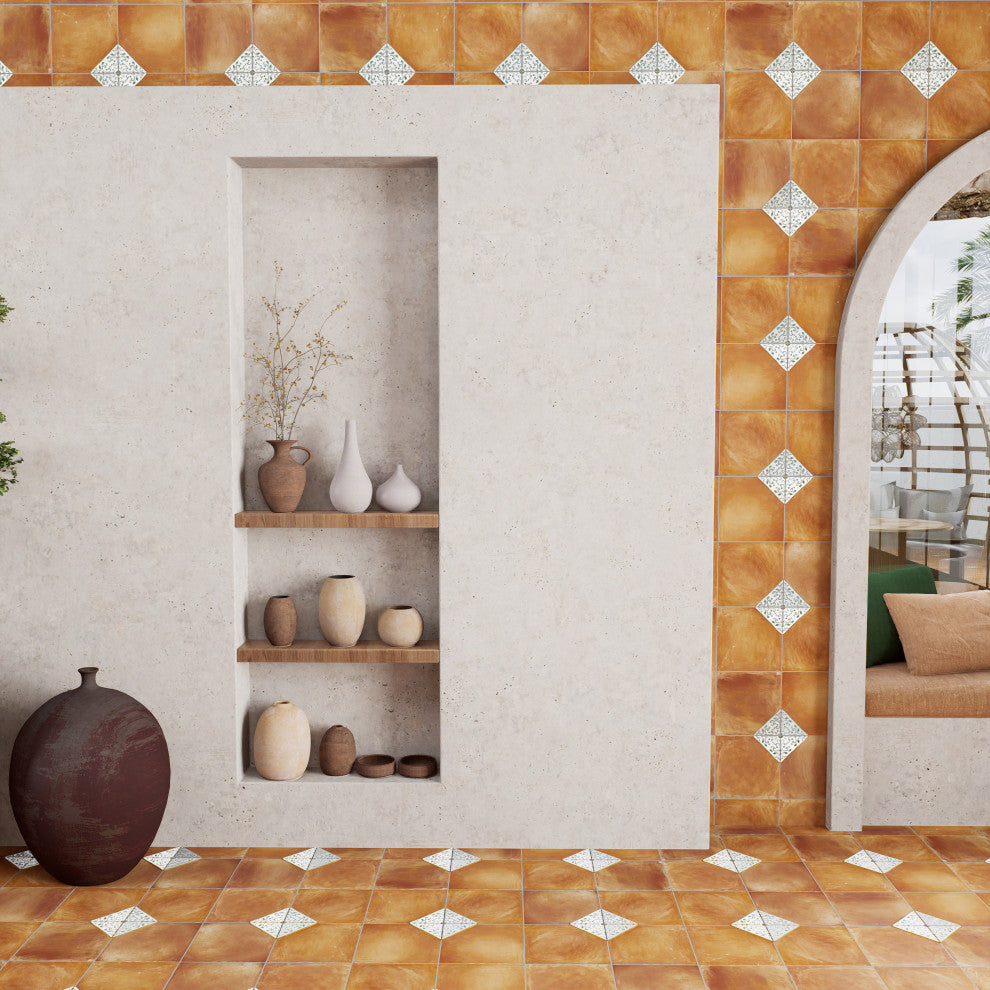 Sentier des Ocres Deco Green Porcelain Floor and Wall Tile