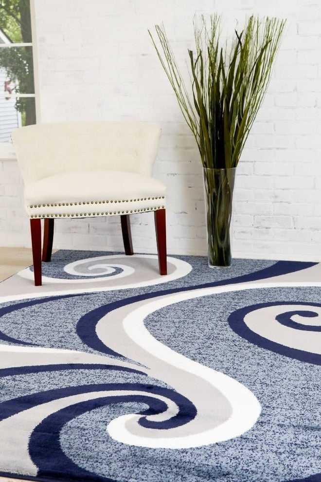 Persian Rugs Modern Trendz Collection 0327, Blue, 6'6"x9'2"