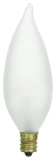 Sunlite 60 Watt Flame Tip Chandelier, Candelabra Base, Frost