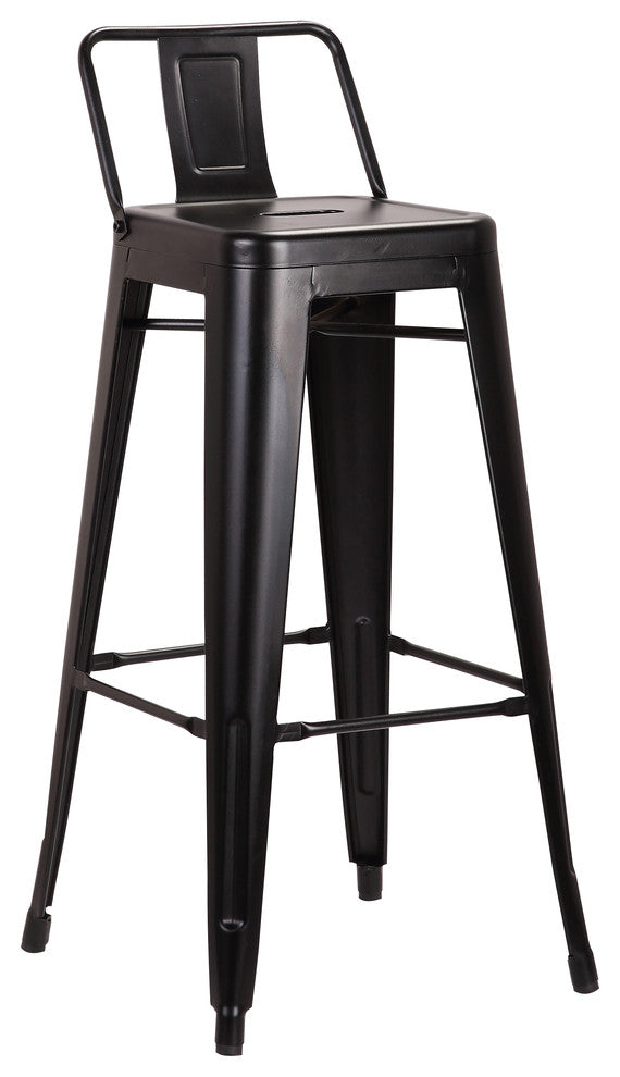 Highland Commercial Grade Low Back Barstool, Frosted Black (Set of 4)