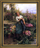 Daniel Ridgway Knight Flower Boat Framed Premium Canvas Print, 20"x25"