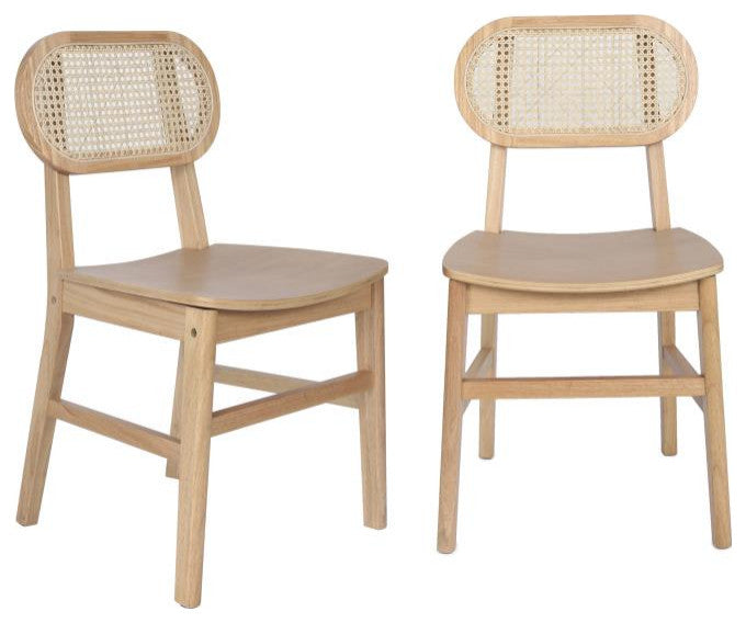 Jacob Set of 2 Commercial Cane Rattan Dining Chairs, Natural