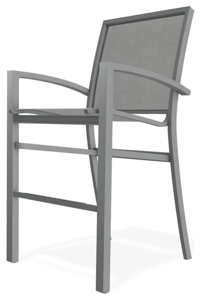 Kendall Sling Bar Height Stackable Outdoor Stool, Alloy/Graphite