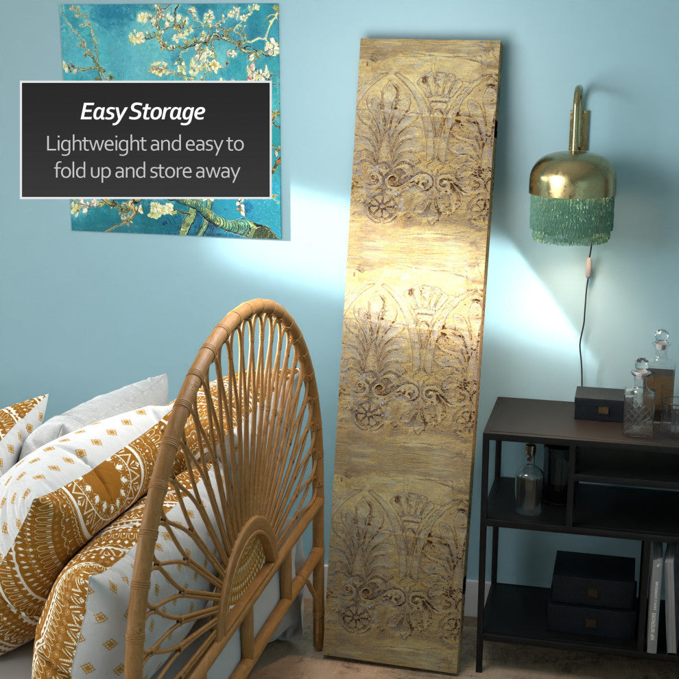 6' Tall Baroque Flourish Canvas Room Divider