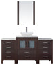 60" Single Bathroom Vanity, Espresso, White Marble, Polished Chrome