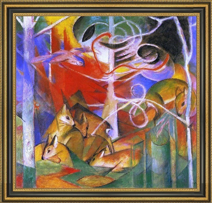 Franz Marc Deer in the Forest - 16" x 16" Framed Premium Canvas Print
