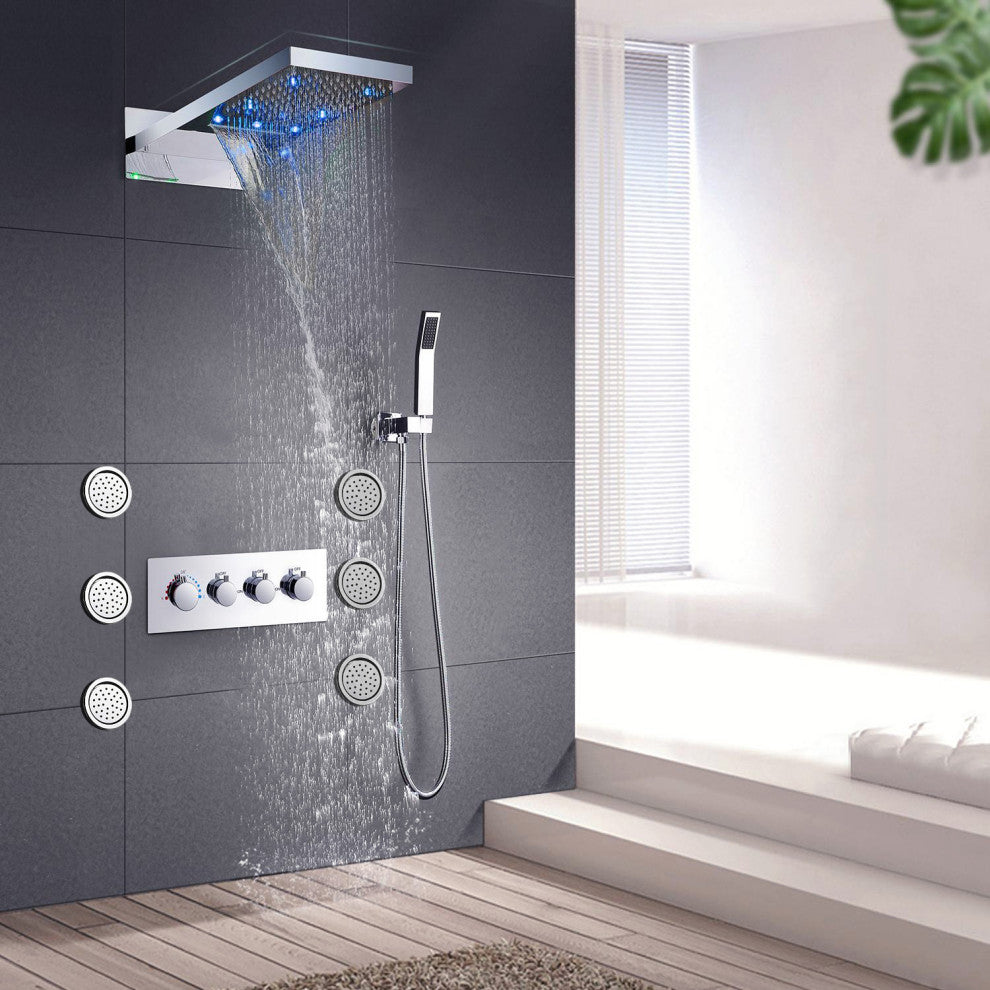 Lecce Luxury Shower System With 6 Round Body Massage Jets
