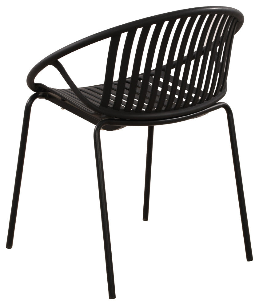 GDF Studio 7-Piece Outdoor Dining Set, Table & Stackable Chairs, Black/Teak